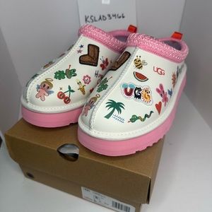 UGG Tazz Pop Sketch White/Pink Grade School Kid Size 5Y